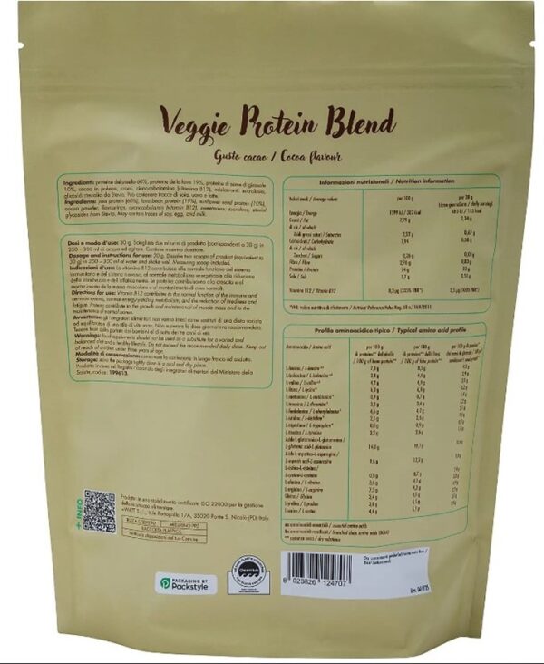 Proteine veggie blend gusto cacao 750 gr