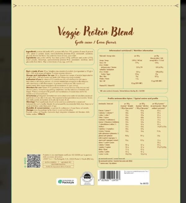 Proteine veggie blend gusto cacao 750 gr